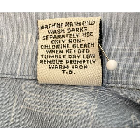 Batik Bay Easy Care Men's Light Blue Print Casual Camp Shirt Men's Size XXL 2XL - Picture 4 of 5